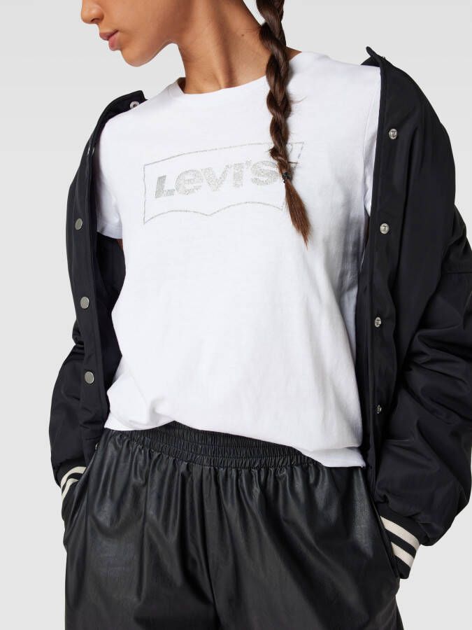 Levi's T-shirt met labelprint in metallic model 'THE PERFECT TEE'