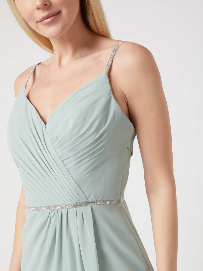 Luxuar Knielange cocktailjurk met strass-steentjes - Foto 2