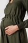 Mamalicious zwangerschaps- en voedingsjurk MLZION met plooien groen Dames Viscose V-hals XL - Thumbnail 4