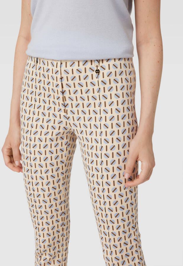 Marc Cain Stretchjersey Broek met Grafisch Patroon Beige Dames