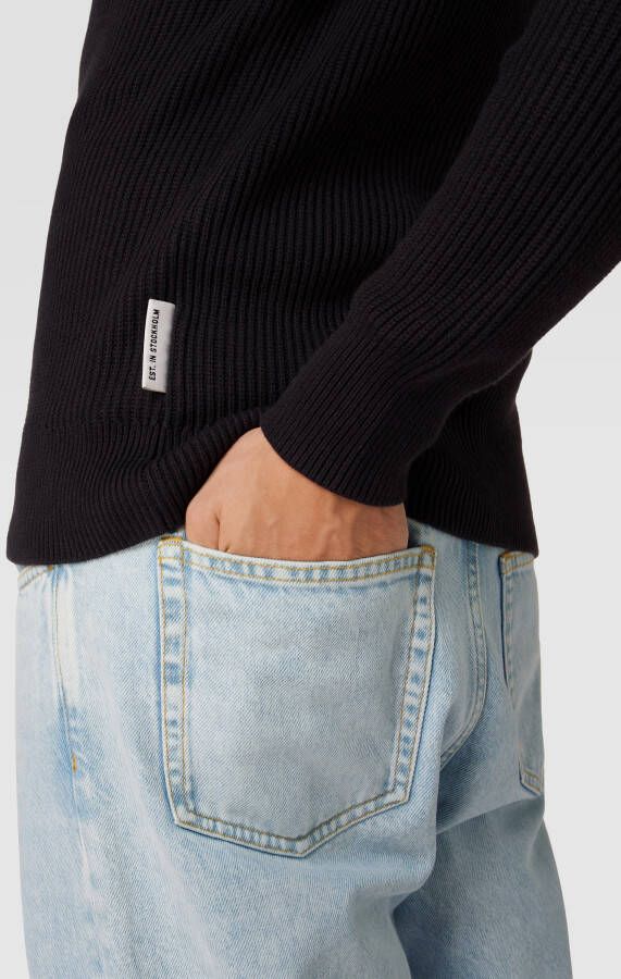 Marc O'Polo Rib knit polo neck jumper in a regular fit Zwart Heren - Foto 2