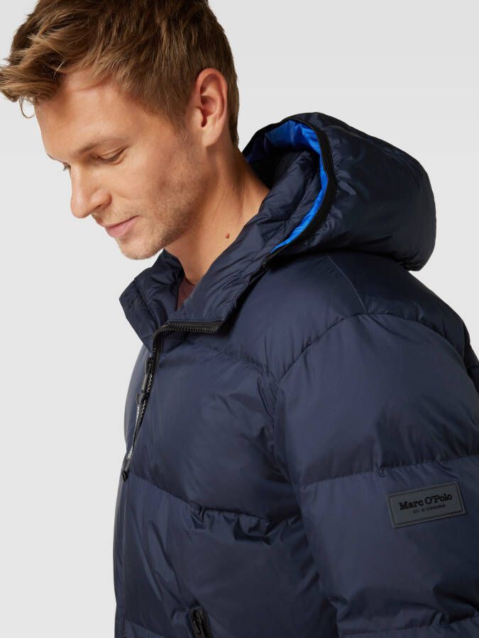 Marc O'Polo Donsjack in doorgestikte look met labeldetail