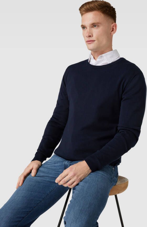 Matinique Gebreide pullover met geribde ronde hals model 'Jones'