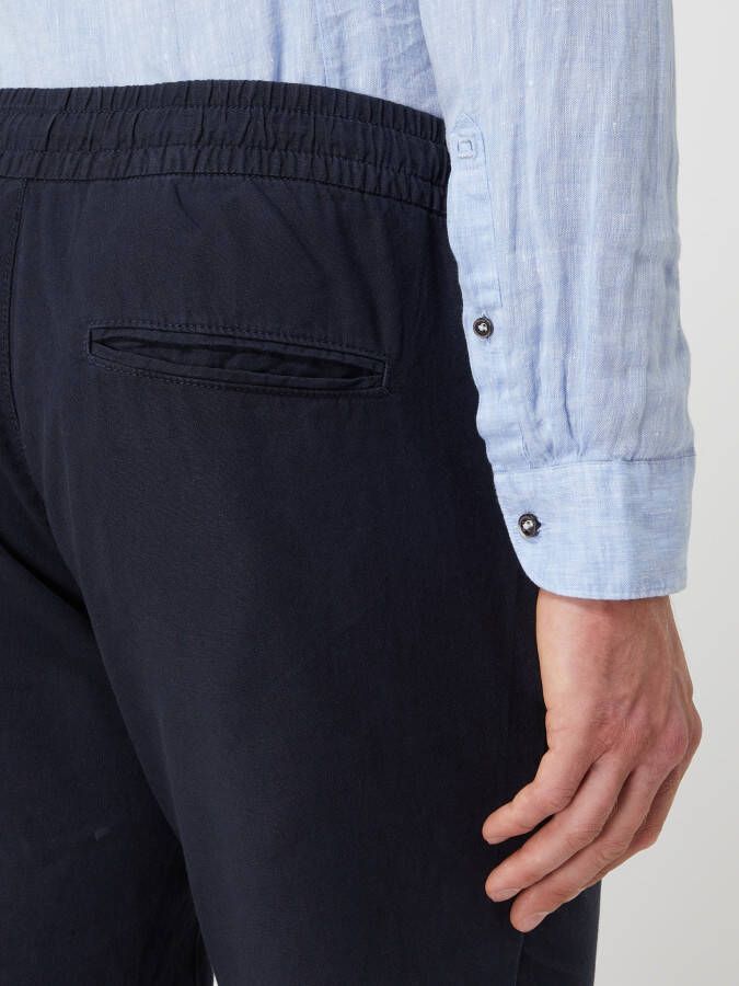 Matinique Korte straight fit broek van een mix van linnen en katoen model 'Barton'