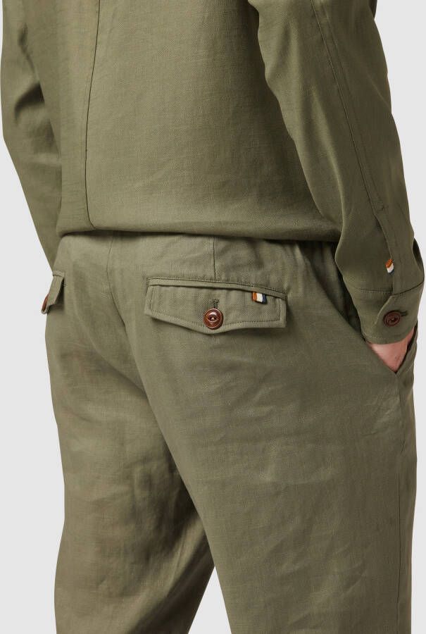 MOS MOSH Regular fit stoffen broek met tunnelkoord model 'Moss Green' - Foto 2