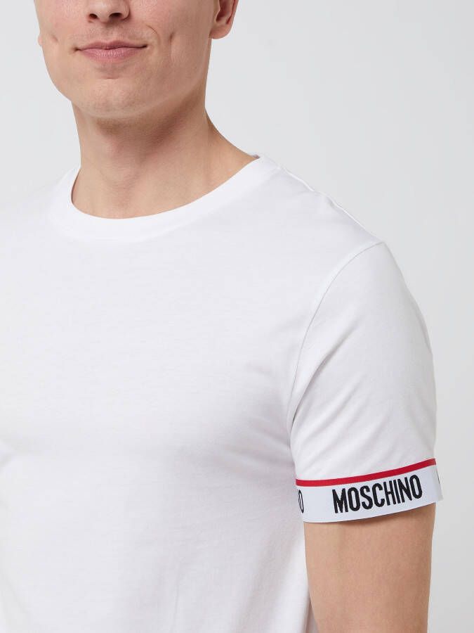 Moschino Swim + Underwear T-shirt met contrastboorden model 'Basic Logotape' - Foto 2