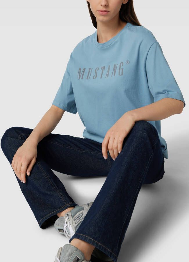 mustang T-shirt met labelprint model 'Aline'