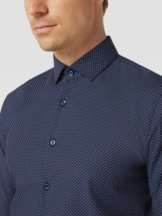 OLYMP No. Six Slim fit zakelijk overhemd met all-over motief model 'Modern Kent'