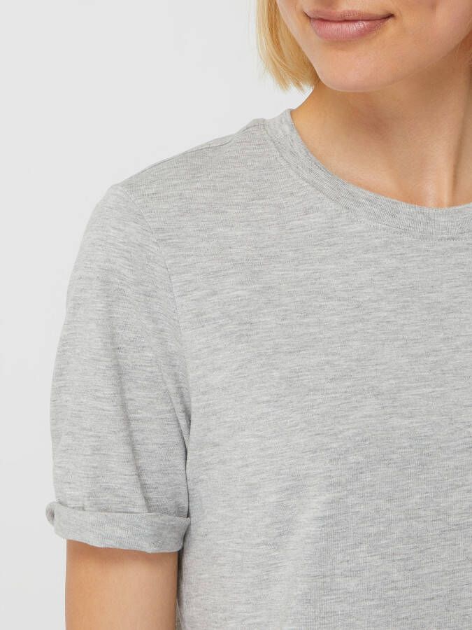 Pieces T-shirt met vaste mouwomslagen - Foto 2