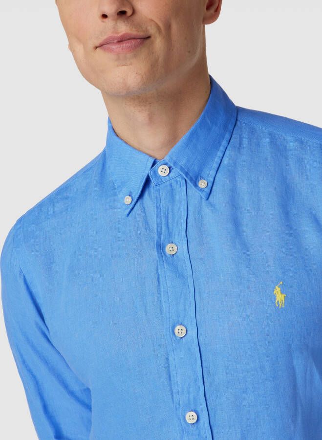 Polo Ralph Lauren Mannen linnen Overhemd op maat gemaakte lange arm Blauw Heren - Foto 3