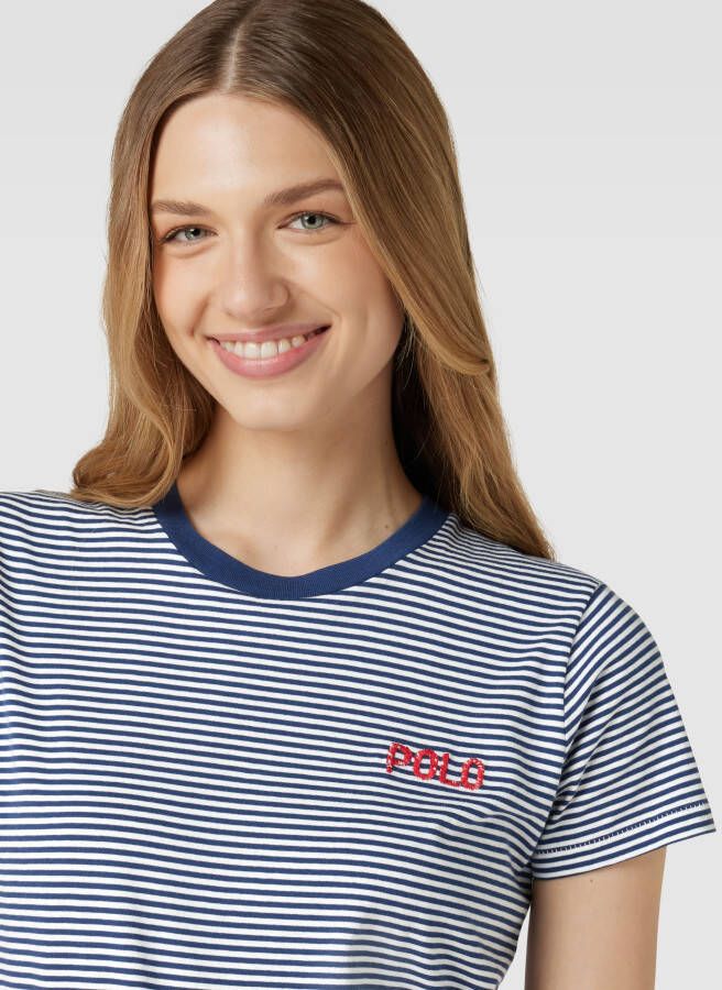 Ralph Lauren Katoenen Gestreept T-shirt met Logo Blue Dames - Foto 2