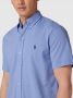Polo Ralph Lauren casual overhemd korte mouw blauw effen Featherweight Mesh - Thumbnail 3