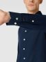 Profuomo gemêleerd slim fit overhemd met linnen navy - Thumbnail 5