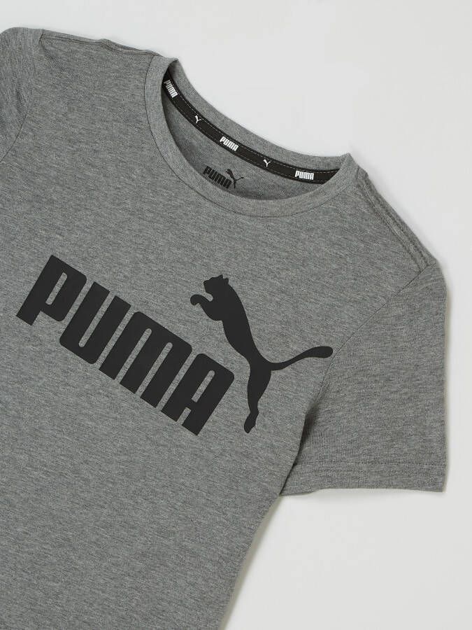 Puma T-shirt grijs zwart Jongens Katoen Ronde hals Logo 110