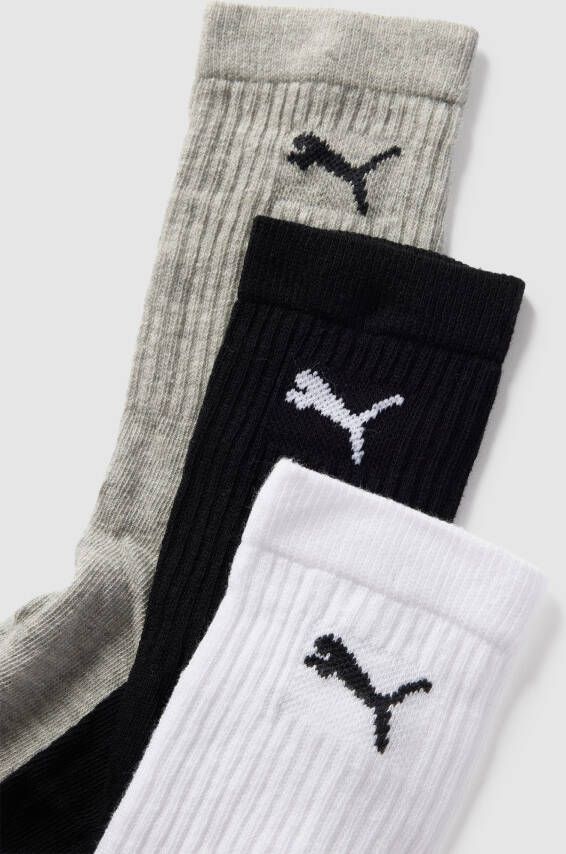 Puma Sokken met labelprint in een set van 3 paar model 'JUNIOR CREW SOCK 3P'