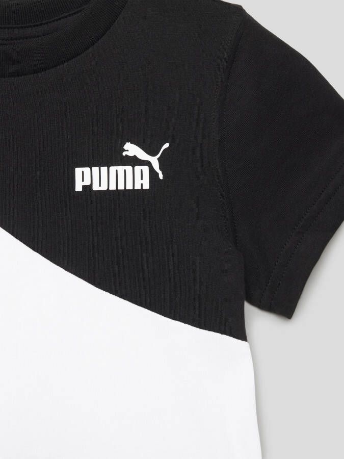 Puma T-shirt wit zwart groen Jongens Katoen Ronde hals Meerkleurig 128