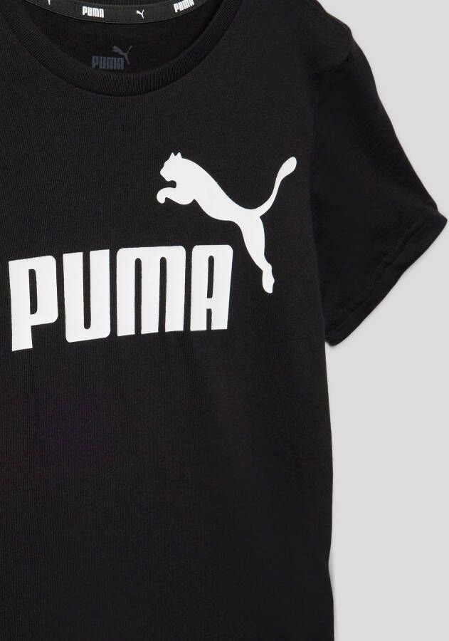 Puma T-shirt zwart Jongens Katoen Ronde hals Logo 164