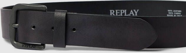Replay Leren riem met structuurmotief