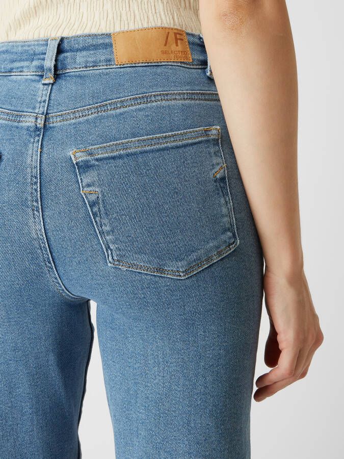 Selected Femme Straight fit high waist jeans met biologische katoenmix model 'Emine'
