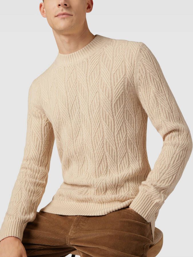 Selected Homme Gebreide pullover met structuurmotief model 'CARIS'