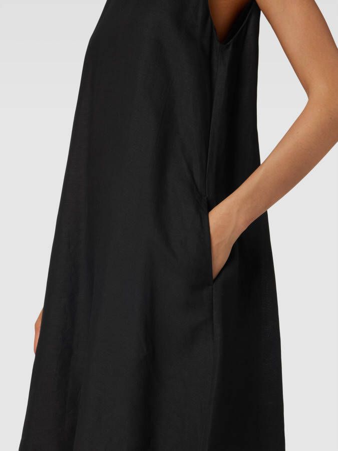 S.Oliver BLACK LABEL Knielange jurk van een mix van linnen en viscose met ronde hals - Foto 2