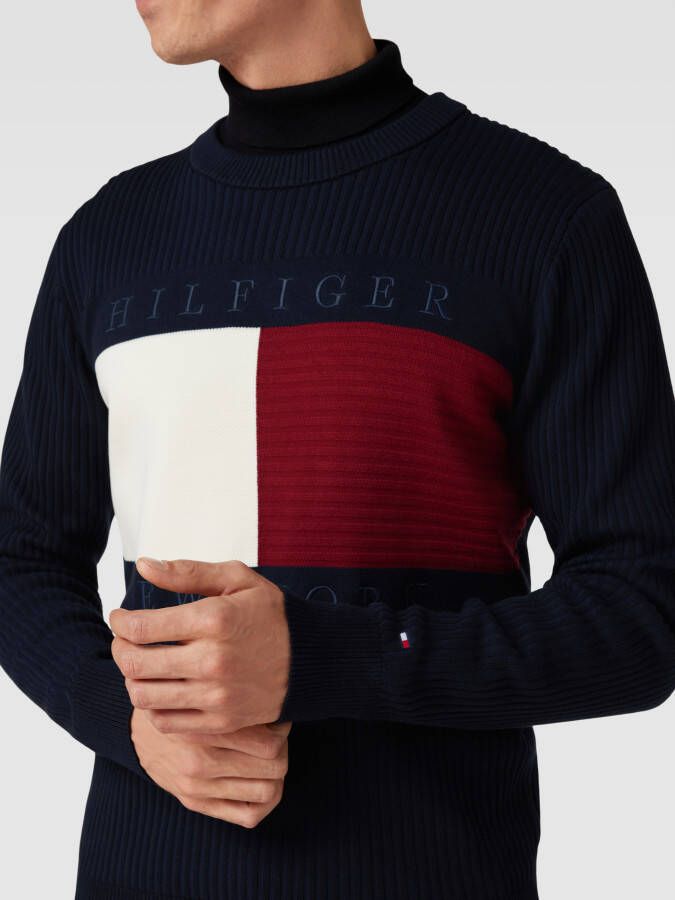 Tommy Hilfiger Gebreide pullover met labelstitching model 'STRUCTURE'
