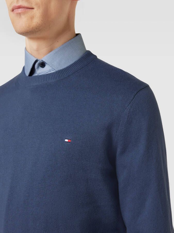 Tommy Hilfiger Gebreide pullover met logostitching model 'PIMA'