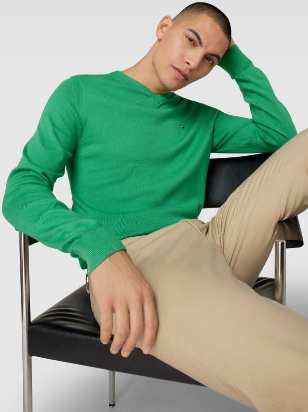 Tommy Hilfiger Gebreide pullover met V-hals model 'PIMA' - Foto 2