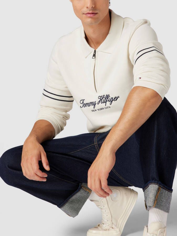 Tommy Hilfiger Sweatshirt met labelstitching model 'MIXED TYPE POPOVER SWEATS'