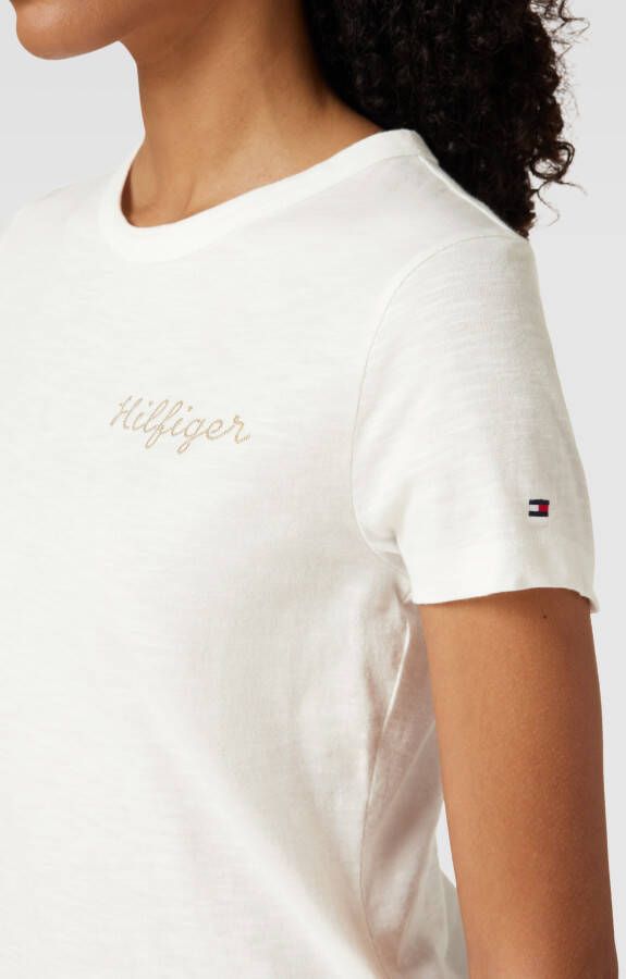 Tommy Hilfiger T-shirt met labelprint model 'SLIM GOLD HILFIGER'