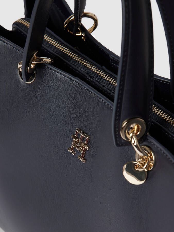 Tommy Hilfiger Tote bag met labeldetail in metallic model 'CHIC SATCHEL'