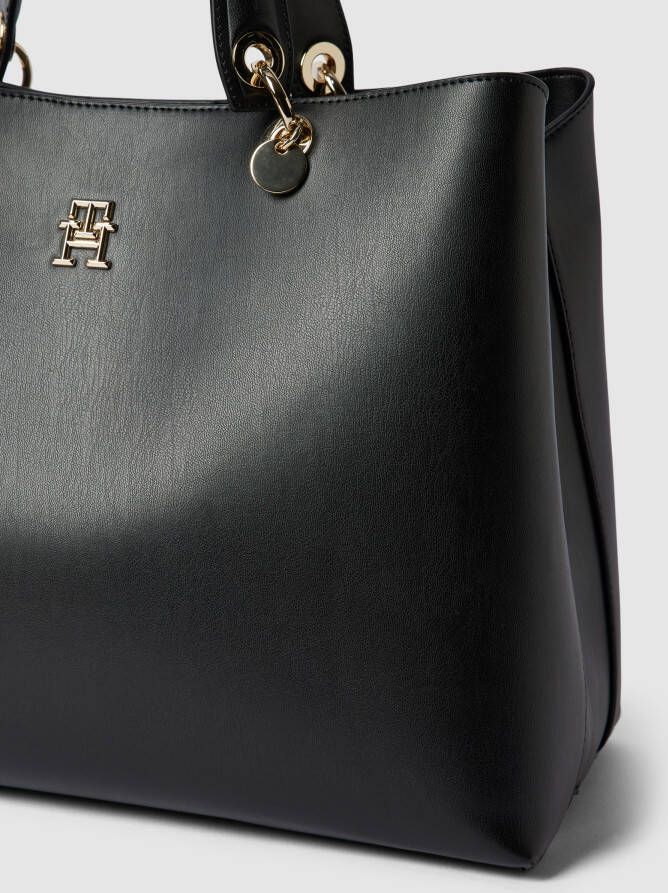 Tommy Hilfiger Tote bag met labeldetail in metallic model 'CHIC SATCHEL'