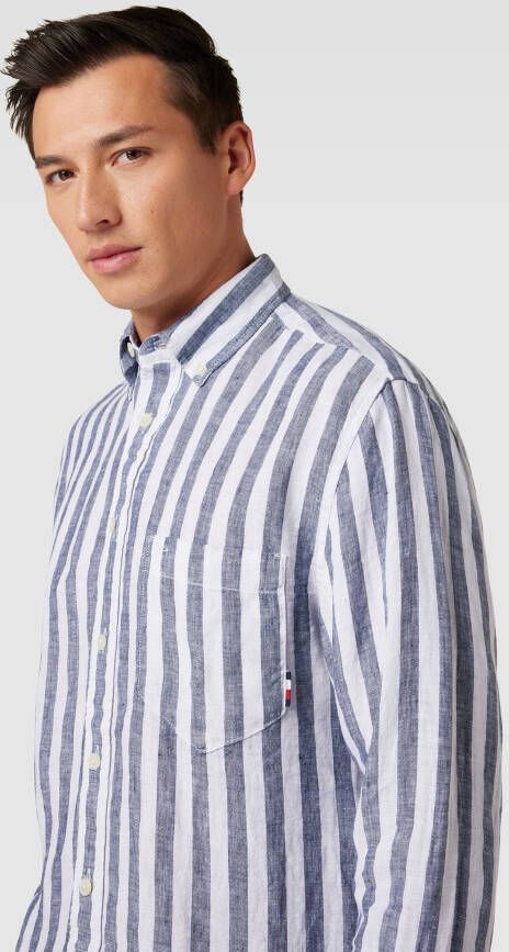 Tommy Hilfiger Vrijetijdsoverhemd van linnen met borstzak model 'BRETON'