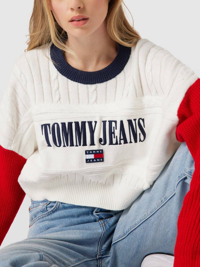 Tommy Jeans Korte gebreide pullover met labeldetails