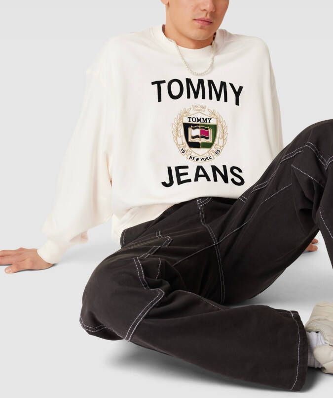 Tommy Jeans Sweatshirt met labelstitching model 'BOXY'