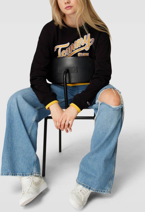 Tommy Jeans Sweatshirt met labelstitching model 'COLLEGIATE'