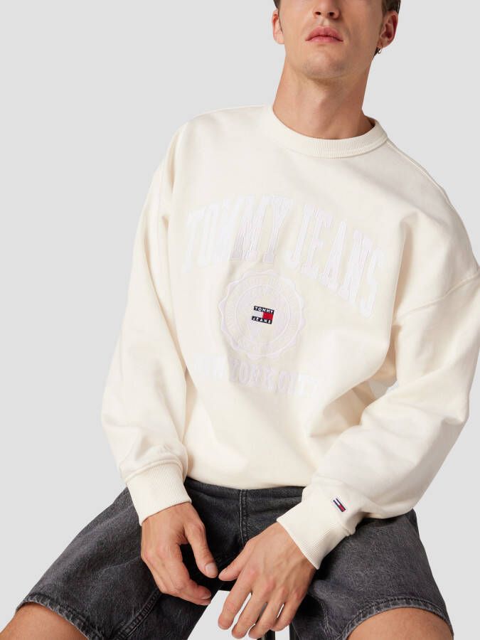 Tommy Jeans Sweatshirt met labelstitching model 'REVERSE SLUB CREW'