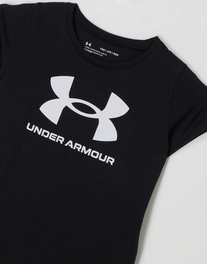 Under Armour sportshirt zwart wit Sport t-shirt Meisjes Katoen Ronde hals 140