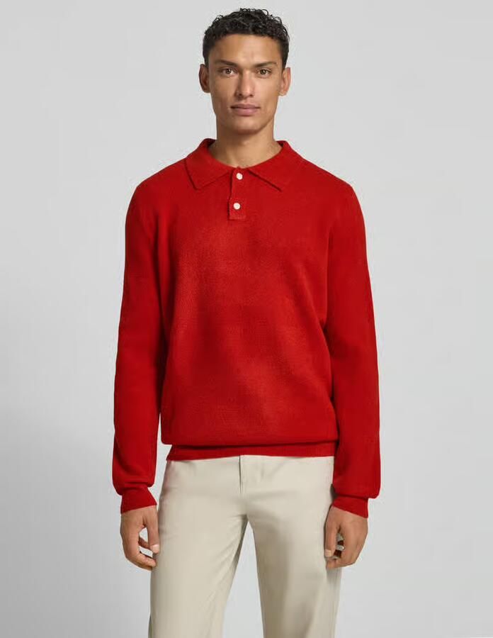 Forét Regular fit poloshirt van wolmix met knoopssluiting - Foto 2