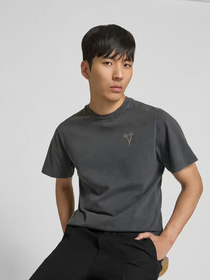 Forét-shirt met florale stitching