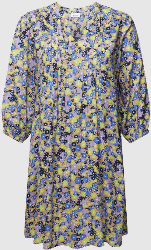 Fransa Plus Size Selection gebloemde jurk FPMERLA paars blauw geel