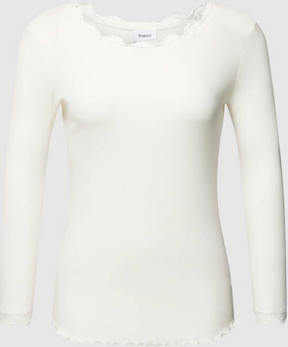 Fransa Plus SIZE shirt met lange mouwen en ribstructuur model 'Zamond'