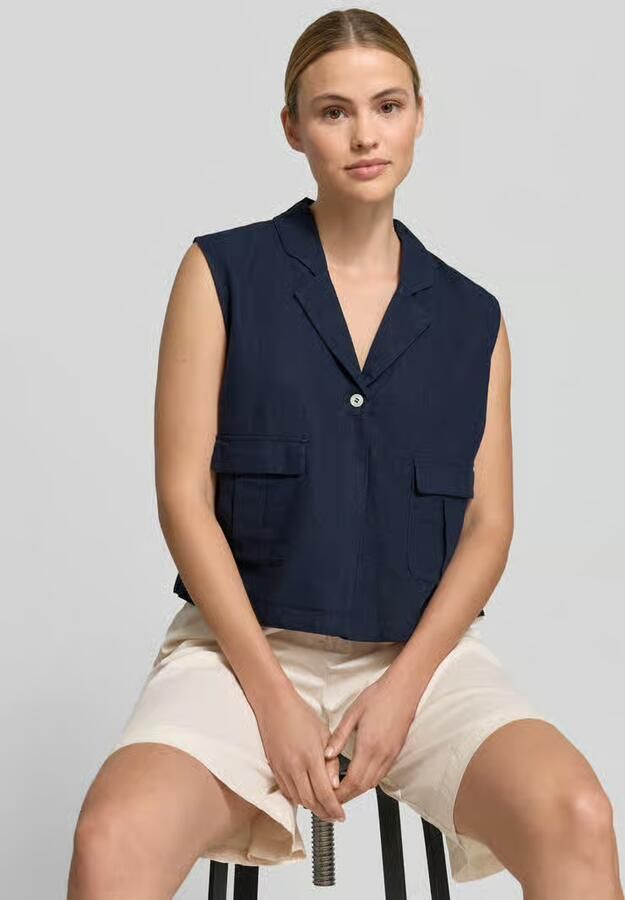 FREE QUENT Bodywarmer van linnenmix met paspelzakken model 'Lava'