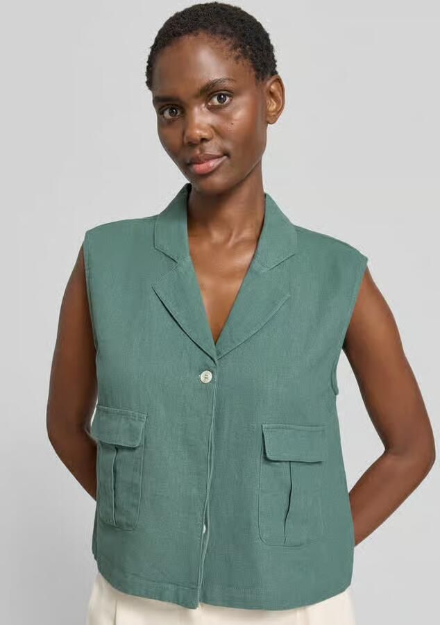 FREE QUENT Bodywarmer van linnenmix met paspelzakken model 'Lava'