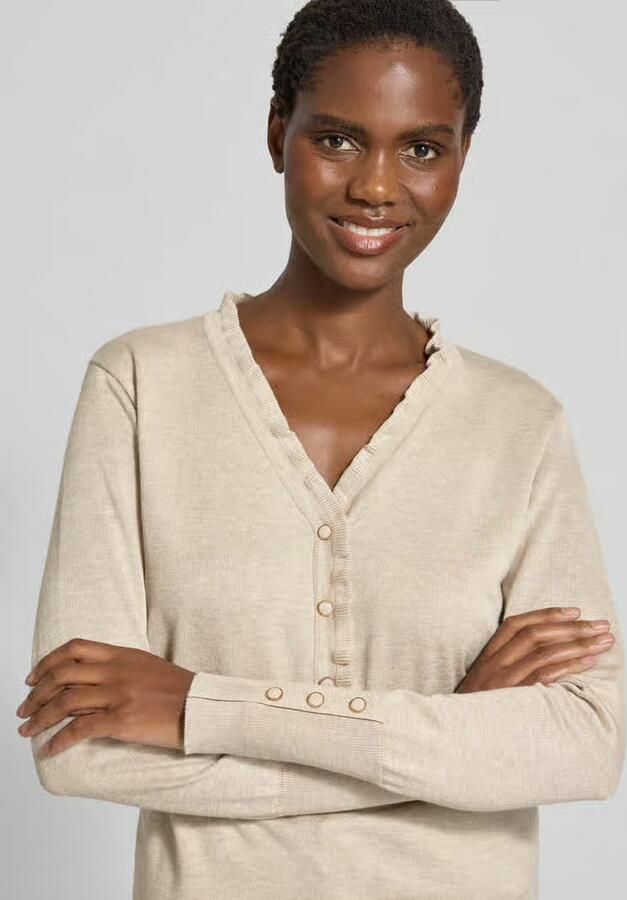 FREE QUENT Gebreide pullover met korte knoopsluiting model 'KATIE' - Foto 2