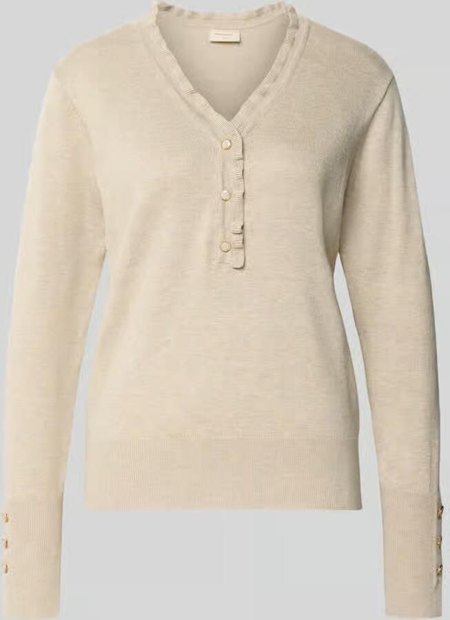 FREE QUENT Gebreide pullover met korte knoopsluiting model 'KATIE'