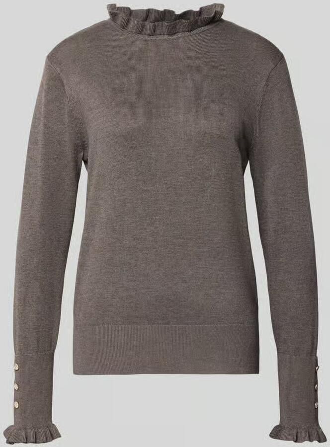 FREE QUENT Gebreide pullover met opstaande kraag en ruches model 'Katie'