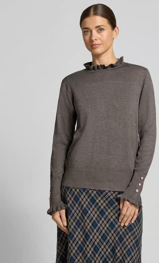 FREE QUENT Gebreide pullover met opstaande kraag en ruches model 'Katie' - Foto 2