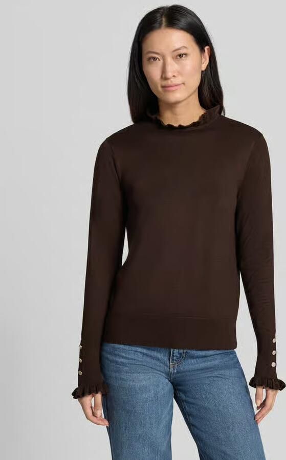 FREE QUENT Gebreide pullover met opstaande kraag en ruches model 'Katie' - Foto 2