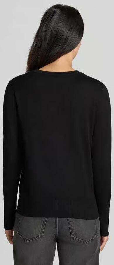 Freequent Zwarte ronde hals trui met decoratieve knopen Black Dames - Foto 5